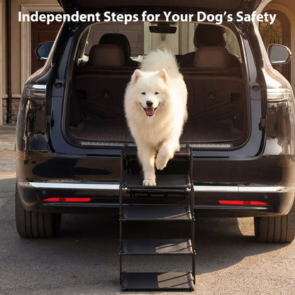 Foldable Dog Stairs for Car, 5-Step Pet Steps with Anti-Slip Surface
