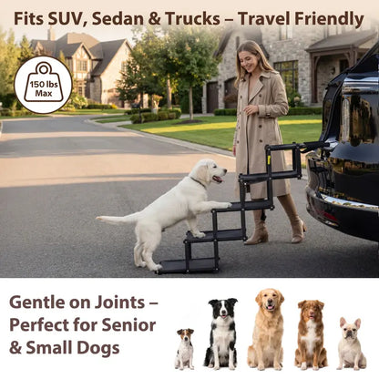 Foldable Dog Stairs for Car, 5-Step Pet Steps with Anti-Slip Surface
