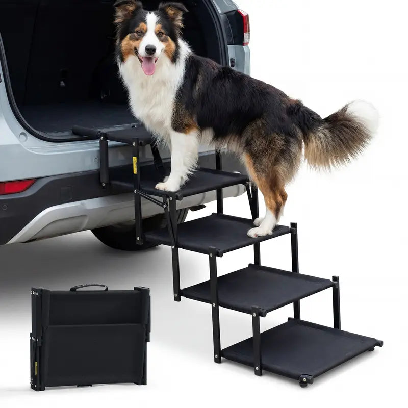 Foldable Dog Stairs for Car, 5-Step Pet Steps with Anti-Slip Surface