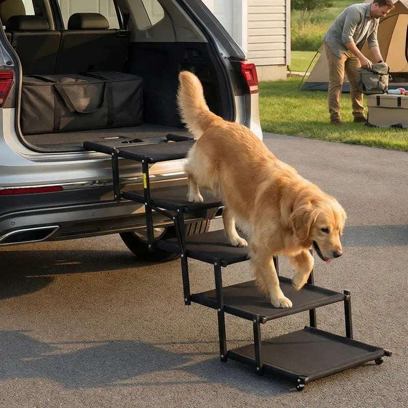 Foldable Dog Stairs for Car, 5-Step Pet Steps with Anti-Slip Surface