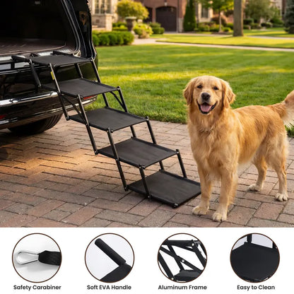 Foldable Dog Stairs for Car, 5-Step Pet Steps with Anti-Slip Surface