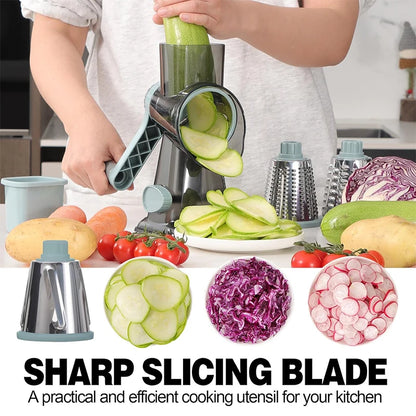 3 in 1 Rotary Cheese Grater Versatile Manual Vegetable Slicer Peanut Nuts Grinder Cheese Vegetable Shredder Clear