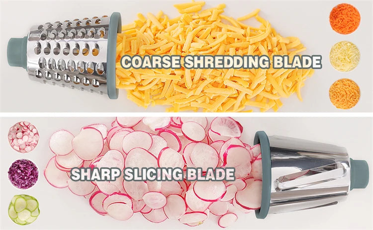 3 in 1 Rotary Cheese Grater Versatile Manual Vegetable Slicer Peanut Nuts Grinder Cheese Vegetable Shredder Clear