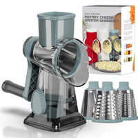 3 in 1 Rotary Cheese Grater Versatile Manual Vegetable Slicer Peanut Nuts Grinder Cheese Vegetable Shredder Clear