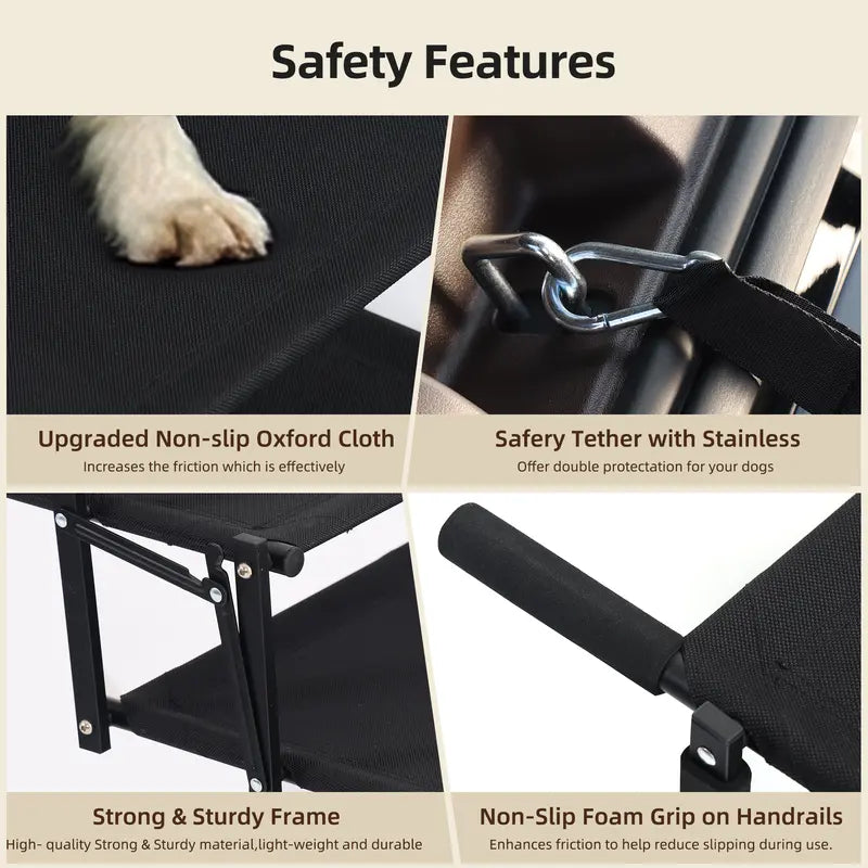 Foldable Dog Stairs for Car, 5-Step Pet Steps with Anti-Slip Surface