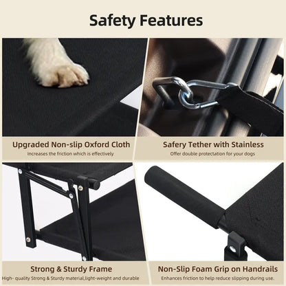 Foldable Dog Stairs for Car, 5-Step Pet Steps with Anti-Slip Surface